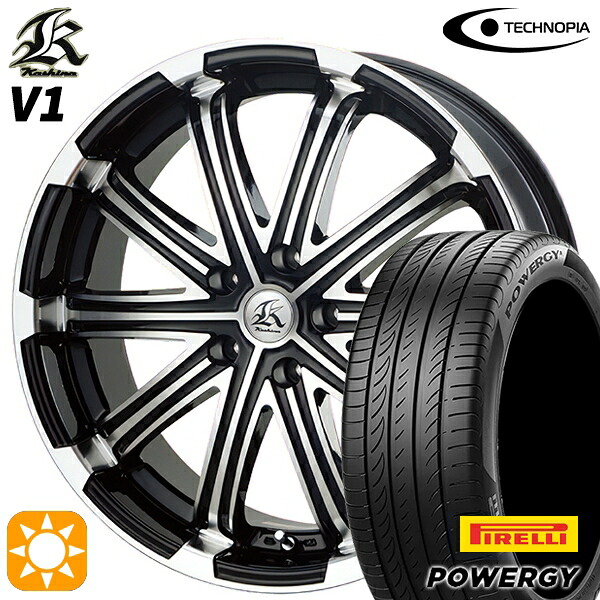 225/50R18 95W ピレリ パワジー テクノピア カシーナ V1 ブラックポリッシュ 18インチ 7.0J 5H114.3 サマータイヤホイールセット|タイヤホイール激安王国