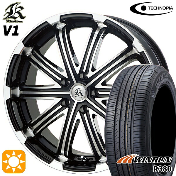 マツダ6 エクストレイル 225/60R18 104V XL ウィンラン R380 テクノピア カシーナ V1 ブラックポリッシュ 18インチ 7.0J 5H114.3 サマータイヤホイールセット｜タイヤホイール激安王国
