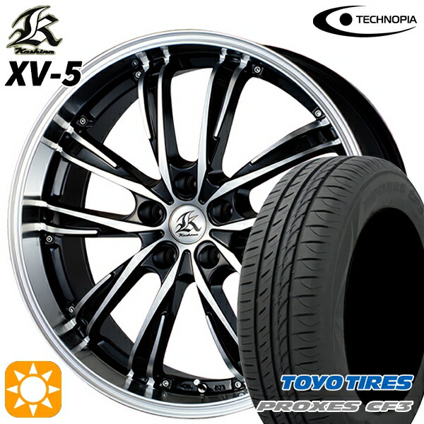 4/10ﾎﾟｲﾝﾄ10倍★エスクァイア セレナ 205/50R17 93V XL トーヨー プロクセス CF3 テクノピア カシーナ XV5 ブラックポリッシュ 17インチ 7.0J 5H114.3 サマータイヤホイールセット