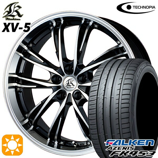 4/20ﾎﾟｲﾝﾄ10倍★245/30R22 92Y XL ファルケン アゼニス FK435 テクノピア カシーナ XV5 ブラックポリッシュ 22インチ 8.5J 5H114.3 サマータイヤホイールセット