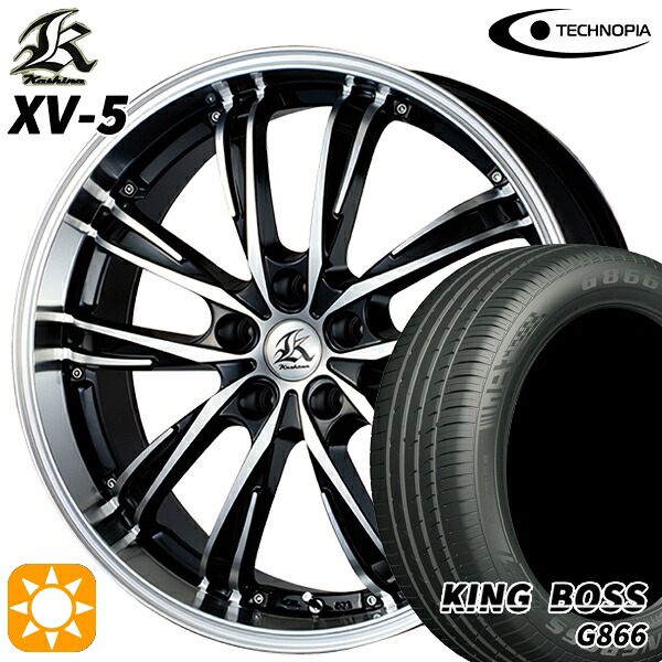 215/55R17 98W XL キングボス G866 テクノピア カシーナ XV5 ブラックポリッシュ 17インチ 7.0J 5H114.3 サマータイヤホイールセット|タイヤホイール激安王国