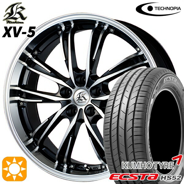 4/20ﾎﾟｲﾝﾄ10倍★215/60R17 100V XL クムホ エクスタ HS52 テクノピア カシーナ XV5 ブラックポリッシュ 17インチ 7.0J 5H114.3 サマータイヤホイールセット