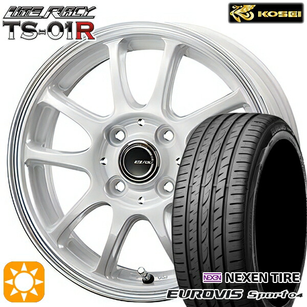 165/60R14 75H ロードストーン ユーロビズ Sport 04 コーセイ リテラシー TS-01R ホワイト/リムポリッシュ 14インチ 4.5J 4H100 +43 サマータイヤホイールセット