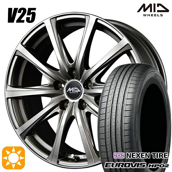 185/65R15 ネクセン ロードストーン ユーロビズ HP02 MID V25 メタリックグレー 15インチ 6.0J 5H114.3 サマータイヤホイールセット