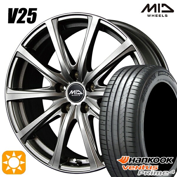 4/10ﾎﾟｲﾝﾄ10倍★リーフ アクセラ 205/55R16 94V XL ハンコック ベンタスプライム4 K135 MID V25 メタリックグレー 16インチ 6.5J 5H114.3 サマータイヤホイールセット 55,980円