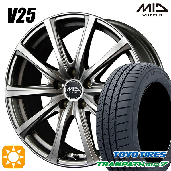 205/50R17 93V トーヨー トランパス mp7 MID V25 メタリックグレー 17インチ 7.0J 5H100 サマータイヤホイールセット|タイヤホイール激安王国