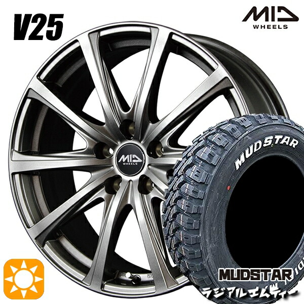 エルグランド クロスロード 215/65R16 109/107R マッドスター ラジアル M/T ホワイトレター MID V25 メタリックグレー 16インチ 6.5J 5H114.3 サマータイヤホイールセット 75,570円
