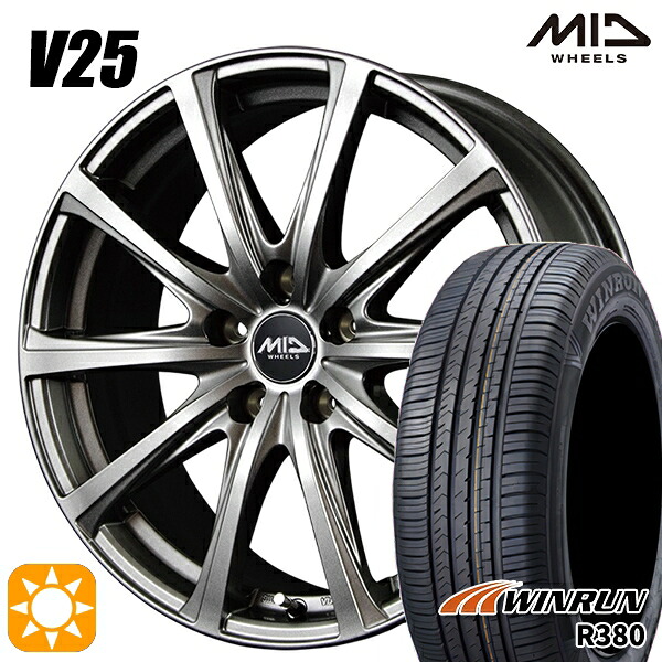 エルグランド クロスロード 215/65R16 98H ウィンラン R380 MID V25 メタリックグレー 16インチ 6.5J 5H114.3 サマータイヤホイールセット|タイヤホイール激安王国