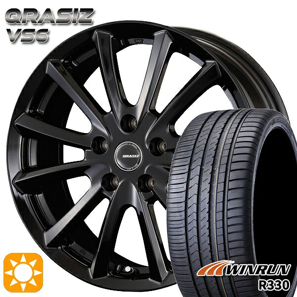 リーフ レヴォーグ 215/50R17 95W XL ウィンラン R330 コーセイ クレイシズ VS6 グロッシーブラック 17インチ 7.0J 5H114.3 サマータイヤホイールセット
