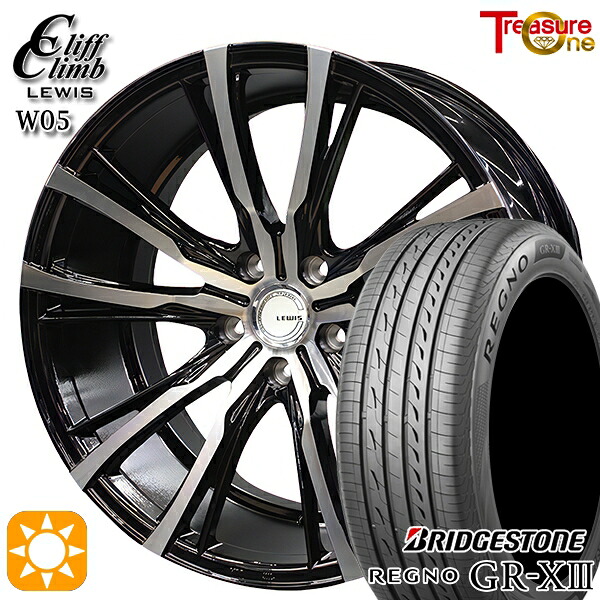 プリウスα クラウン 235/35R19 91W XL ブリヂストン レグノ GRX3 トレジャーワン クリフクライム ルイス W05 ブラックポリッシュ 19インチ 8.5J 5H114.3 サマータイヤホイールセット