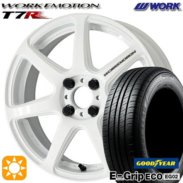 4/20ﾎﾟｲﾝﾄ10倍★アクア クロスビー 185/55R16 83V グッドイヤー エフィシェントグリップ EG02 WORK エモーション T7R ホワイト 16インチ 6.5J 4H100 サマータイヤホイールセット