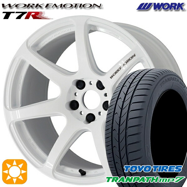215/55R17 94V トーヨー トランパス mp7 WORK エモーション T7R ホワイト 17インチ 7.0J 5H100 サマータイヤホイールセット｜タイヤホイール激安王国