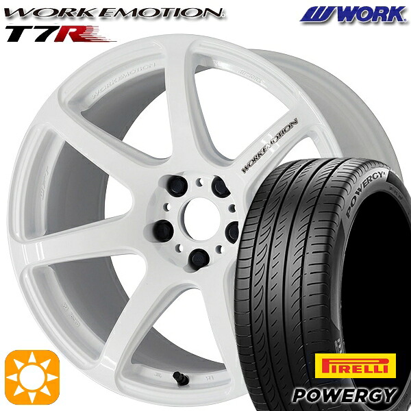 215/50R17 95W XL ピレリ パワジー WORK エモーション T7R ホワイト 17インチ 7.0J 5H114.3 サマータイヤホイールセット