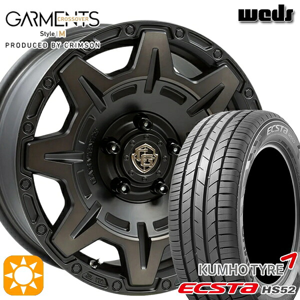 4/20ポイント10倍★C-HR カローラクロス 215/60R17 100V XL クムホ エクスタ HS52 Weds ガーメンツ スタイルM マットブラッククリア 17インチ 7.0J 5H114.3 サマータイヤホイールセット