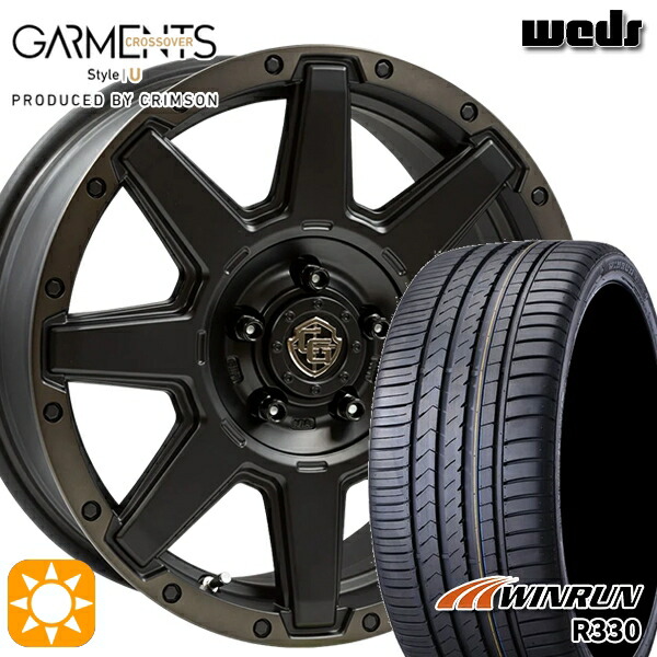 フォレスターSK9/SKE 225/55R17 101W XL ウィンラン R330 Weds ガーメンツ スタイルU マットブラッククリア 17インチ 7.0J 5H114.3 サマータイヤホイールセット