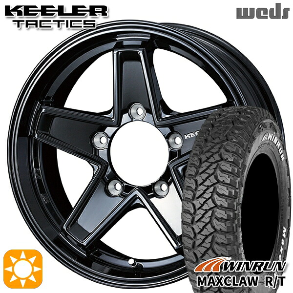 ジムニー 185/85R16 105/103N ウィンラン マックスクロウ R/T ホワイトレター Weds キーラー タクティクス グロスブラック 16インチ 5.5J 5H139.7 サマータイヤホイールセット