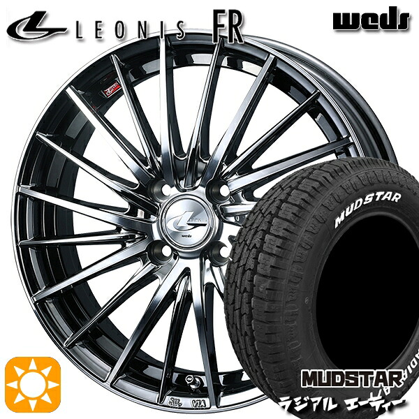195/65R15 91H マッドスター ラジアル A/T ホワイトレター Weds レオニス FR BMCMC (ブラックメタルコート ミラーカット) 15インチ 5.5J 4H100 サマータイヤホイールセット