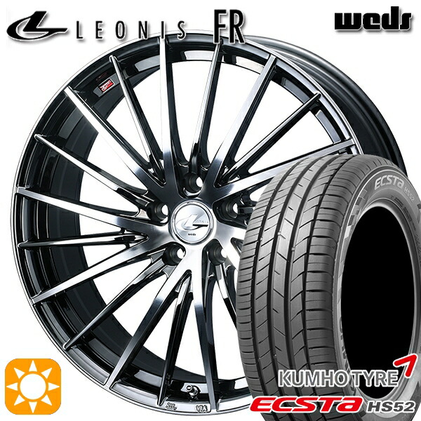 215/60R17 100V XL クムホ エクスタ HS52 Weds レオニス FR BMCMC (ブラックメタルコート ミラーカット) 17インチ 7.0J 5H114.3 サマータイヤホイールセット