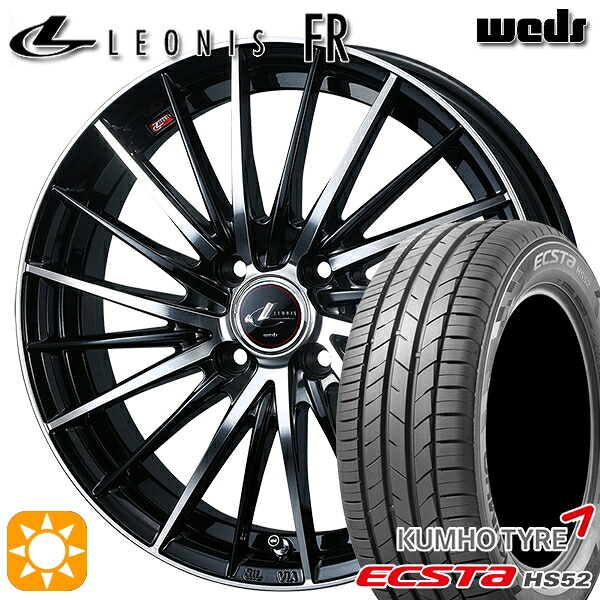 185/55R16 83V クムホ エクスタ HS52 Weds レオニス FR PBMC (パールブラック ミラーカット) 16インチ 6.0J 4H100 サマータイヤホイールセット
