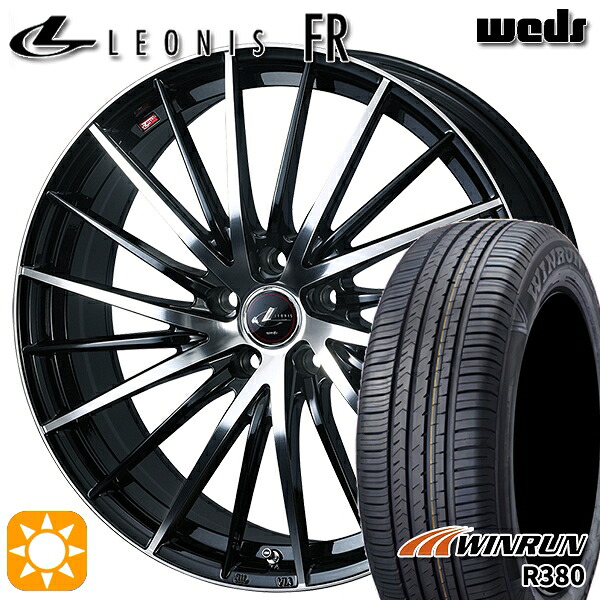 195/60R16 89H ウィンラン R380 Weds レオニス FR PBMC (パールブラック ミラーカット) 16インチ 6.5J 5H114.3 サマータイヤホイールセット
