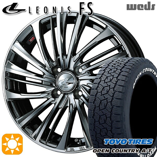 アゲ軽 165/80R14 97/95N トーヨー オープンカントリーA/T3 ホワイトレター Weds レオニス FS BMCMC (ブラックメタルコート/ミラーカット) 14インチ 4.5J 4H100 サマータイヤホイールセット