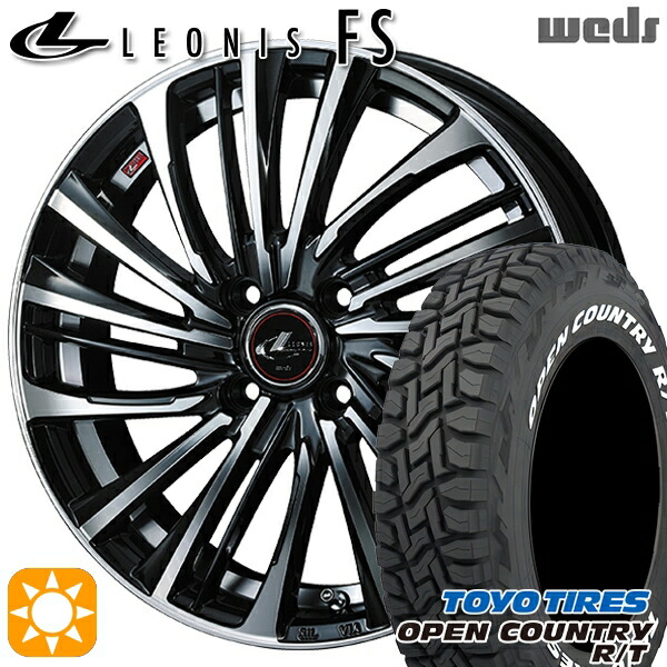 タフト 165/65R15 81Q トーヨー オープンカントリー R/T ホワイトレター Weds レオニス FS PBMC (パールブラック/ミラーカット) 15インチ 4.5J 4H100 サマータイヤホイールセット
