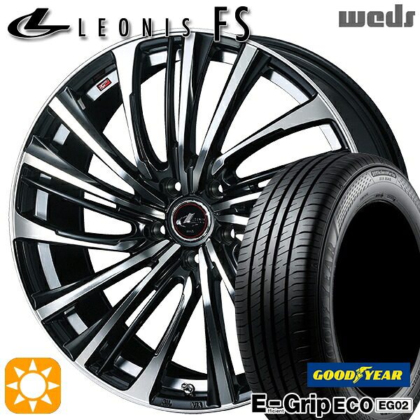 30/50プリウス カローラ 195/65R15 91H グッドイヤー エフィシェントグリップ EG02 Weds レオニス FS PBMC (パールブラック/ミラーカット) 15インチ 6.0J 5H100 サマータイヤホイールセット