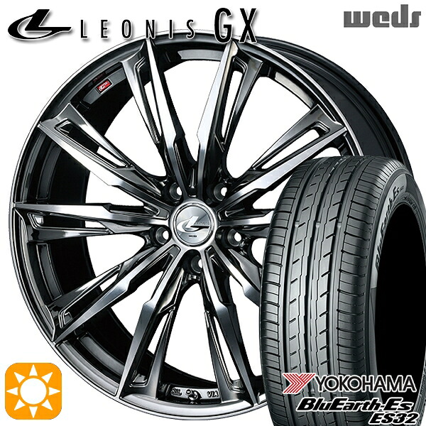 プリウス カローラツーリング 215/45R17 91V XL ヨコハマ ブルーアース ES32 Weds レオニス GX BMCMC (ブラックメタルコート/ミラーカット) 17インチ 7.0J 5H100 サマータイヤホイールセット｜タイヤホイール激安王国