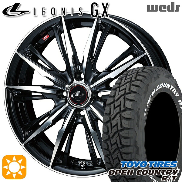 アゲ軽 165/80R14 97/95N LT トーヨー オープンカントリー R/T ホワイトレター Weds レオニス GX PBMC (パールブラック/ミラーカット) 14インチ 4.5J 4H100 サマータイヤホイールセット|タイヤホイール激安王国