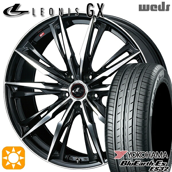 225/45R18 95W XL ヨコハマ ブルーアース ES32 Weds レオニス GX PBMC (パールブラック/ミラーカット) 18インチ 7.0J 5H114.3 サマータイヤホイールセット|タイヤホイール激安王国