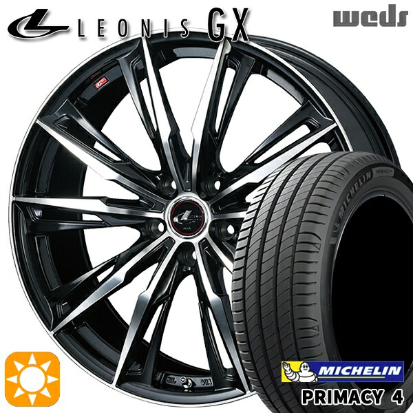 170シエンタ 185/60R15 88H XL ミシュラン プライマシー4 Weds レオニス GX PBMC (パールブラック/ミラーカット) 15インチ 6.0J 5H100 サマータイヤホイールセット