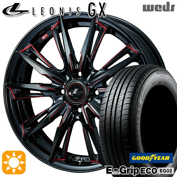 4/20ﾎﾟｲﾝﾄ10倍★ライズ ロッキー 195/65R16 92V グッドイヤー エフィシェントグリップ EG02 Weds レオニス GX BK/SC[RED] (ブラック/SCマシニング[レッド]) 16インチ 6.0J 4H100 サマータイヤホイールセット