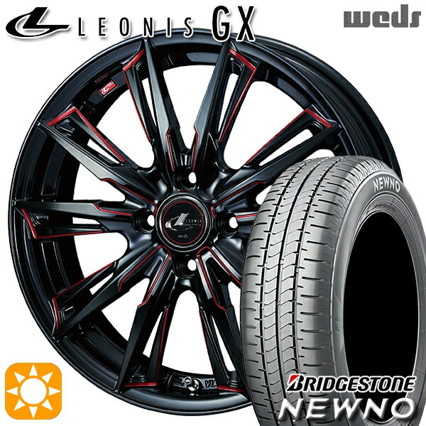 195/55R16 87V ブリヂストン ニューノ Weds レオニス GX BK/SC[RED] (ブラック/SCマシニング[レッド]) 16インチ 6.0J 4H100 サマータイヤホイールセット