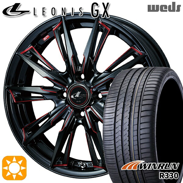 スイフト 215/40R17 87W XL ウィンラン R330 Weds レオニス GX BK/SC[RED] (ブラック/SCマシニング[レッド]) 17インチ 6.5J 4H100 サマータイヤホイールセット