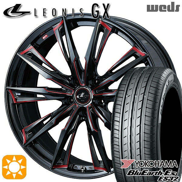アルファード ヴェルファイア 235/50R18 97W ヨコハマ ブルーアース ES32 Weds レオニス GX BK/SC[RED] (ブラック/SCマシニング[レッド]) 18インチ 8.0J 5H114.3 サマータイヤホイールセット｜タイヤホイール激安王国