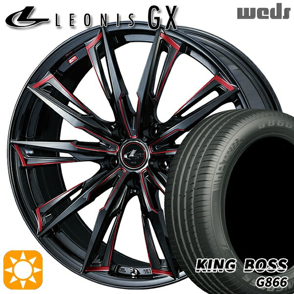 C-HR カローラクロス 225/45R19 92W キングボス G866 Weds レオニス GX BK/SC[RED] (ブラック/SCマシニング[レッド]) 19インチ 8.0J 5H114.3 サマータイヤホイールセット｜タイヤホイール激安王国