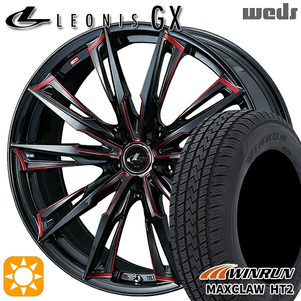 225/65R17 102H ウィンラン マックスクロウ HT2 Weds レオニス GX BK/SC[RED] (ブラック/SCマシニング[レッド]) 17インチ 7.0J 5H114.3 サマータイヤホイールセット
