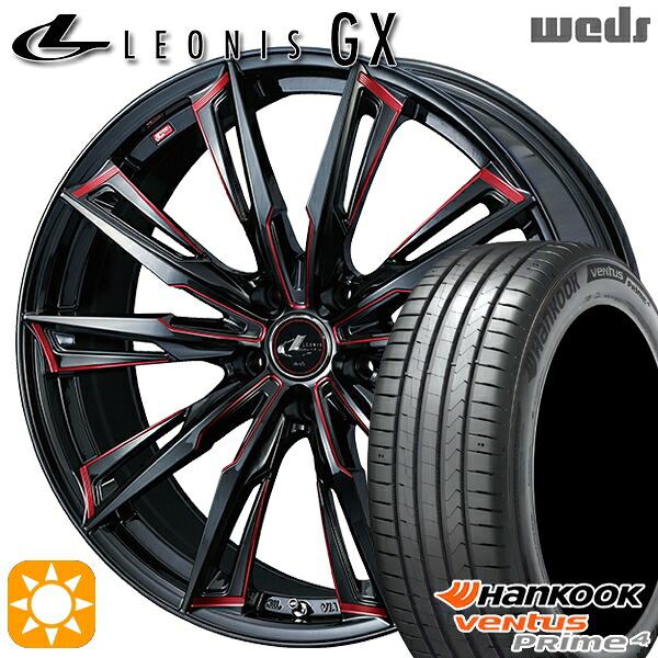 225/60R17 99V ハンコック ベンタスプライム4 K135A Weds レオニス GX BK/SC[RED] (ブラック/SCマシニング[レッド]) 17インチ 7.0J 5H114.3 サマータイヤホイールセット｜タイヤホイール激安王国
