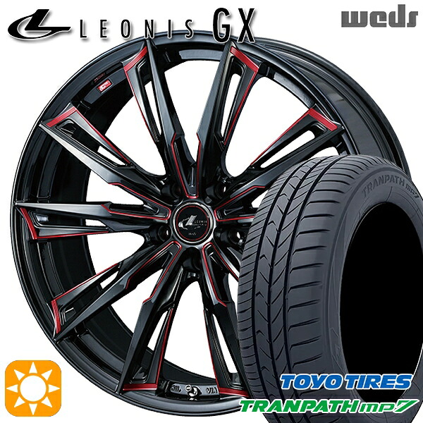 205/50R17 93V トーヨー トランパス mp7 Weds レオニス GX BK/SC[RED] (ブラック/SCマシニング[レッド]) 17インチ 7.0J 5H100 サマータイヤホイールセット｜タイヤホイール激安王国