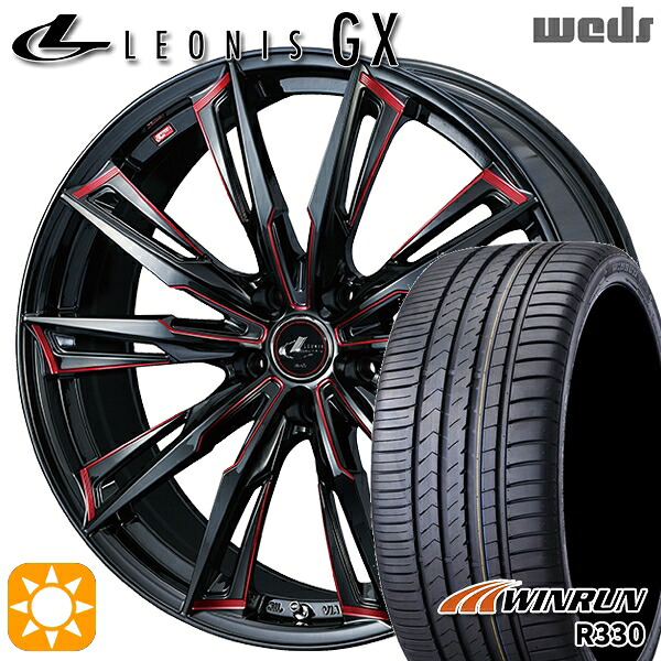 アクセラ アテンザ 215/45R18 93W XL ウィンラン R330 Weds レオニス GX BK/SC[RED] (ブラック/SCマシニング[レッド]) 18インチ 7.0J 5H114.3 サマータイヤホイールセット
