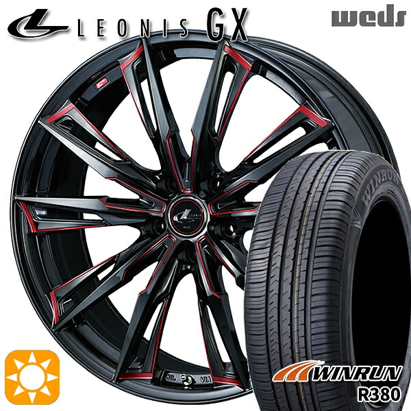 フォレスターSH 215/60R17 96V ウィンラン R380 Weds レオニス GX BK/SC[RED] (ブラック/SCマシニング[レッド]) 17インチ 7.0J 5H100 サマータイヤホイールセット｜タイヤホイール激安王国