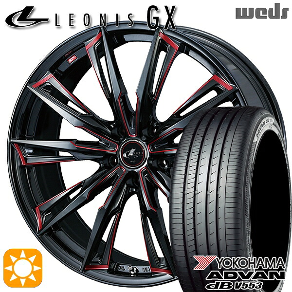 225/65R17 106V XL ヨコハマ アドバンデシベル V553 Weds レオニス GX BK/SC[RED] (ブラック/SCマシニング[レッド]) 17インチ 7.0J 5H114.3 サマータイヤホイールセット｜タイヤホイール激安王国