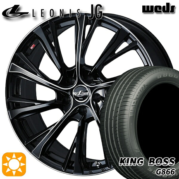 225/45R18 95W XL キングボス G866 Weds ウェッズ レオニス JG BK/SC 18インチ 7.0J 5H114.3 サマータイヤホイールセット｜タイヤホイール激安王国