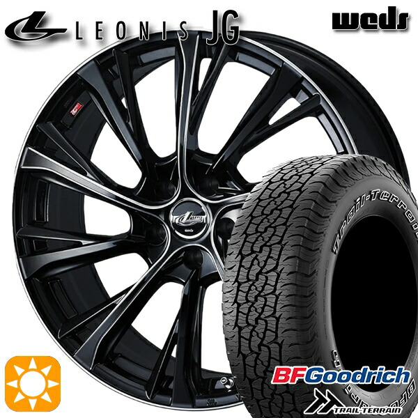 4/20ﾎﾟｲﾝﾄ10倍★ハリアー エクストレイル 225/65R17 102T ORWL BFグッドリッチ トレールテレーン Weds ウェッズ レオニス JG BK/SC 17インチ 7.0J 5H114.3 サマータイヤホイールセット
