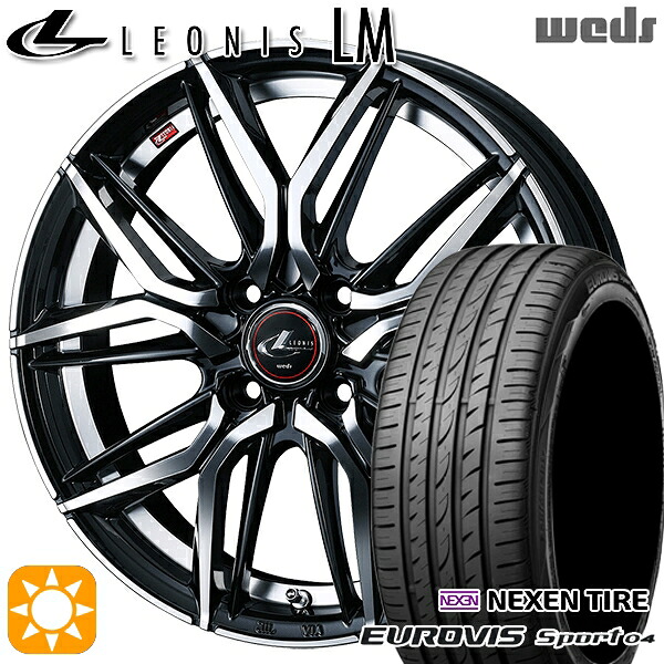 4/20ﾎﾟｲﾝﾄ10倍★165/60R14 75H ロードストーン ユーロビズ Sport 04 Weds レオニス LM PBMC (パールブラック/ミラーカット) 14インチ 4.5J 4H100 サマータイヤホイールセット