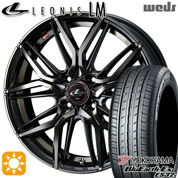 アクア ヴィッツ 165/70R14 81S ヨコハマ ブルーアース ES32 Weds レオニス LM PBMC/TI (パールブラック ミラーカット/チタントップ) 14インチ 5.5J 4H100 サマータイヤホイールセット