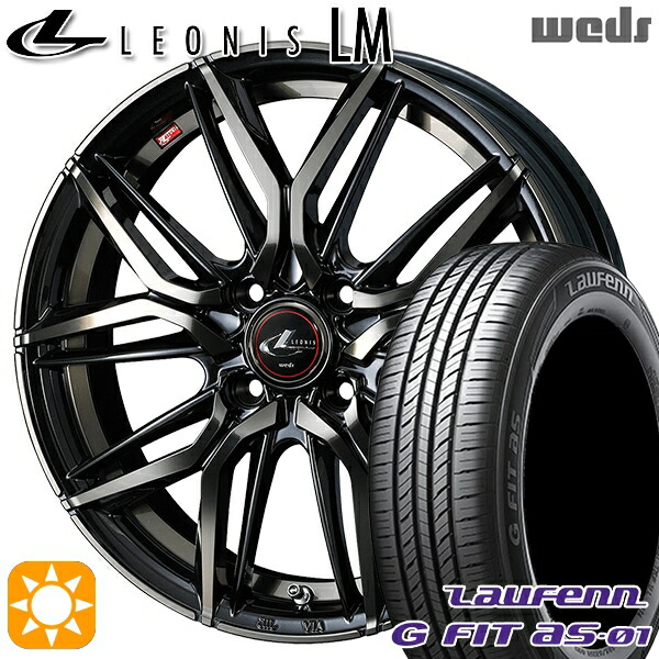 4/10ﾎﾟｲﾝﾄ10倍★マツダ2 ノート 185/65R15 88H ラウフェン G FIT as-01 LH42 Weds レオニス LM PBMC/TI (パールブラック ミラーカット/チタントップ) 15インチ 5.5J 4H100 サマータイヤホイールセット