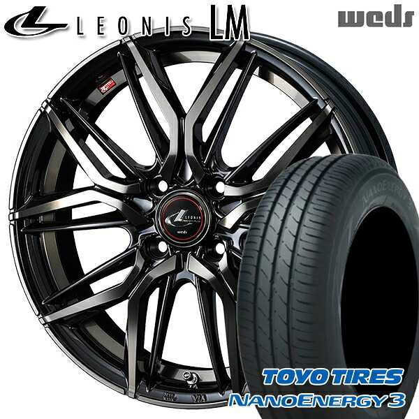 エブリィワゴン 165/60R14 75H トーヨー ナノエナジー3 Weds レオニス LM PBMC/TI (パールブラック ミラーカット/チタントップ) 14インチ 4.5J 4H100 サマータイヤホイールセット