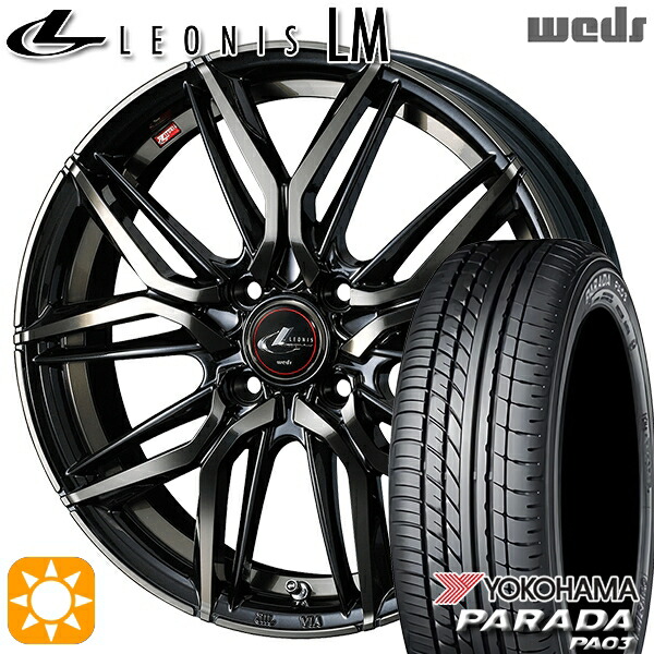 軽トラ 165/55R14C 95/93N ヨコハマ パラダ PA03 Weds レオニス LM PBMC/TI (パールブラック ミラーカット/チタントップ) 14インチ 4.5J 4H100 サマータイヤホイールセット｜タイヤホイール激安王国 71,665円
