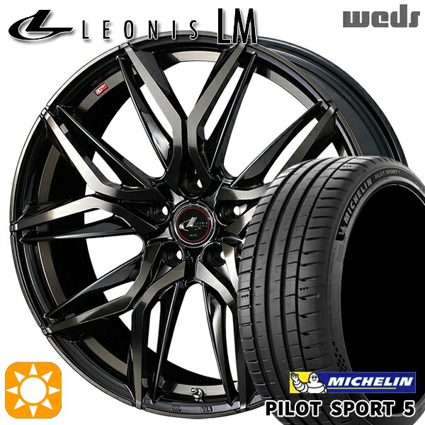 プリウスα クラウン 235/35R19 91Y XL ミシュラン パイロットスポーツ5 Weds レオニス LM PBMC/TI (パールブラック ミラーカット/チタントップ) 19インチ 8.0J 5H114.3 サマータイヤホイールセット｜タイヤホイール激安王国